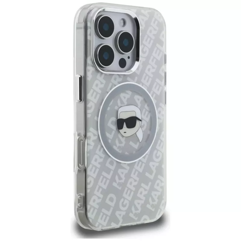 Capa MagSafe KARL LAGERFELD IML Karl Head Logo para Apple iPhone 16 Pro Max - cinzento