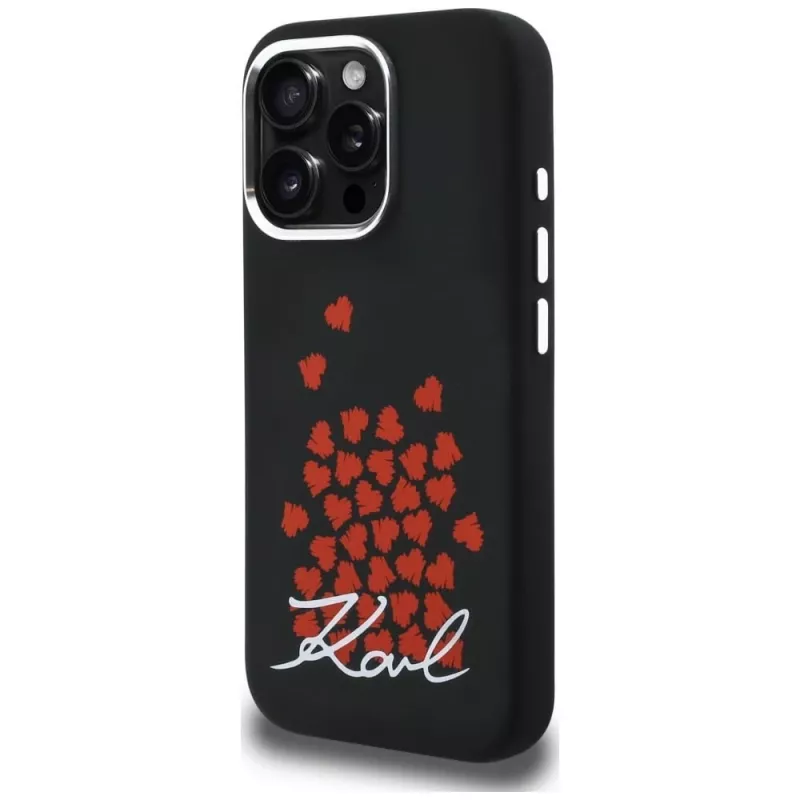 Capa MagSafe Karl Lagerfeld Silicone Heart SignLogo para iPhone 16 Pro preto