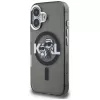 Capa MagSafe KARL LAGERFELD IML Glitter Karl & Choupette Sketch Logo para iPhone 16 preto