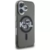 Capa MagSafe KARL LAGERFELD IML Glitter Karl & Choupette Sketch Logo para iPhone 16 preto