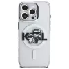 Capa MagSafe KARL LAGERFELD IML Glitter Karl & Choupette Sketch Logo para iPhone 16 Pro, transparente