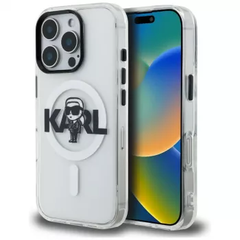 Capa MagSafe KARL LAGERFELD IML Karl Sketch Logo para Apple iPhone 16 Pro, transparente