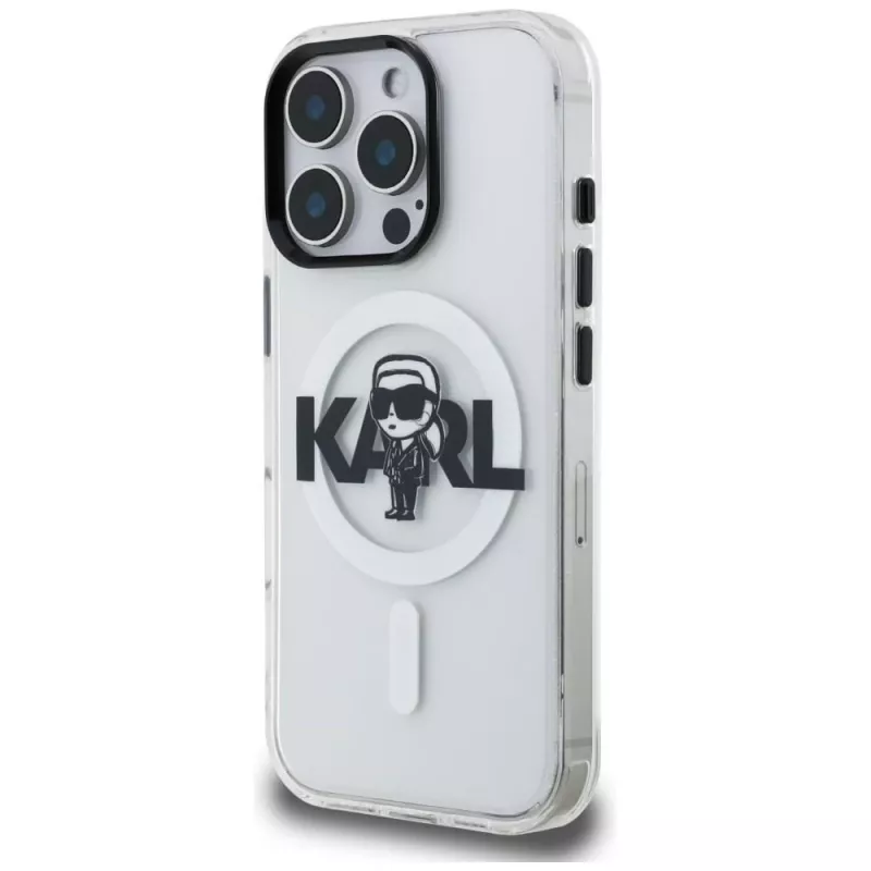 Capa MagSafe Karl Lagerfeld IML Karl Sketch Logo para iPhone 16 Pro Max, transparente