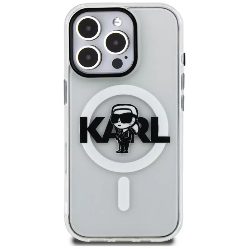 Capa MagSafe Karl Lagerfeld IML Karl Sketch Logo para iPhone 16 Pro Max, transparente