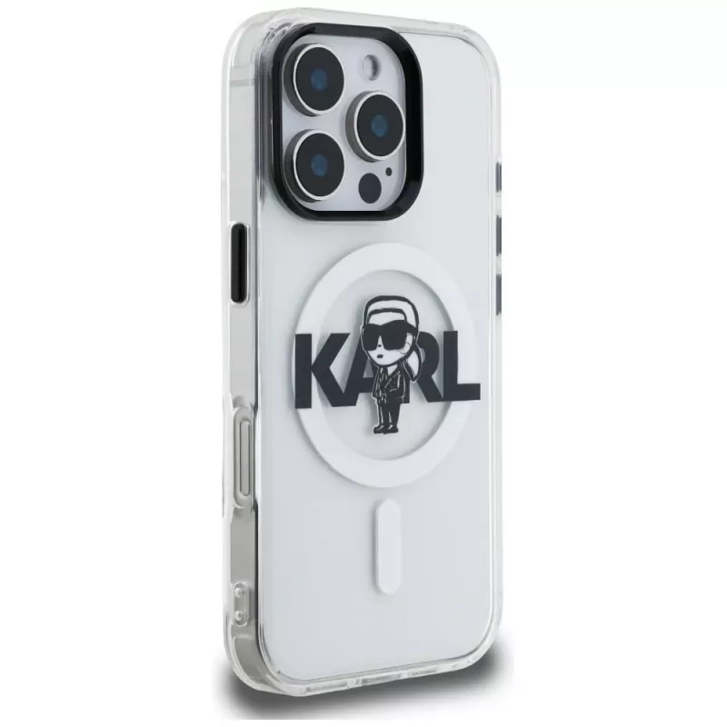 Capa MagSafe Karl Lagerfeld IML Karl Sketch Logo para iPhone 16 Pro Max, transparente