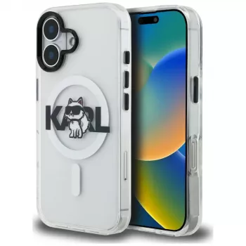 Capa MagSafe Karl Lagerfeld IML Choupette Sketch Logo para iPhone 16, transparente