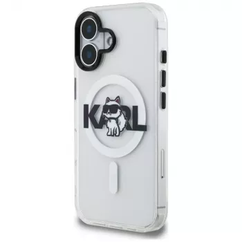 Capa MagSafe Karl Lagerfeld IML Choupette Sketch Logo para iPhone 16, transparente