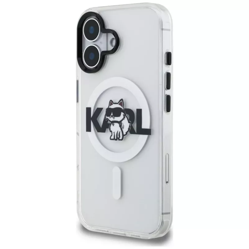 Capa MagSafe Karl Lagerfeld IML Choupette Sketch Logo para iPhone 16, transparente