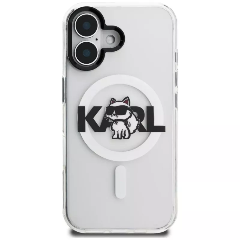 Capa MagSafe Karl Lagerfeld IML Choupette Sketch Logo para iPhone 16, transparente