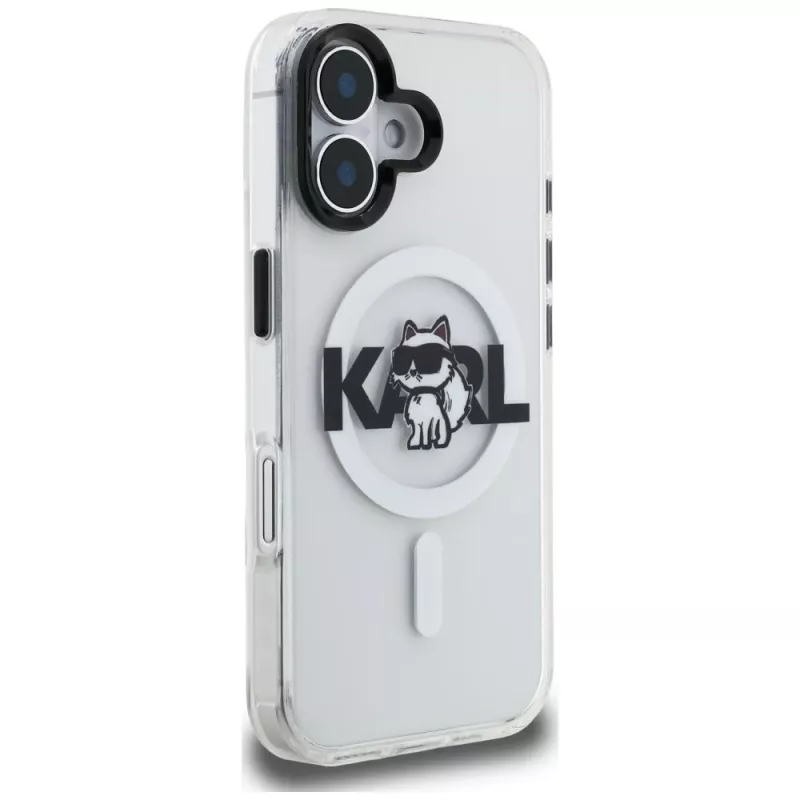 Capa MagSafe Karl Lagerfeld IML Choupette Sketch Logo para iPhone 16, transparente