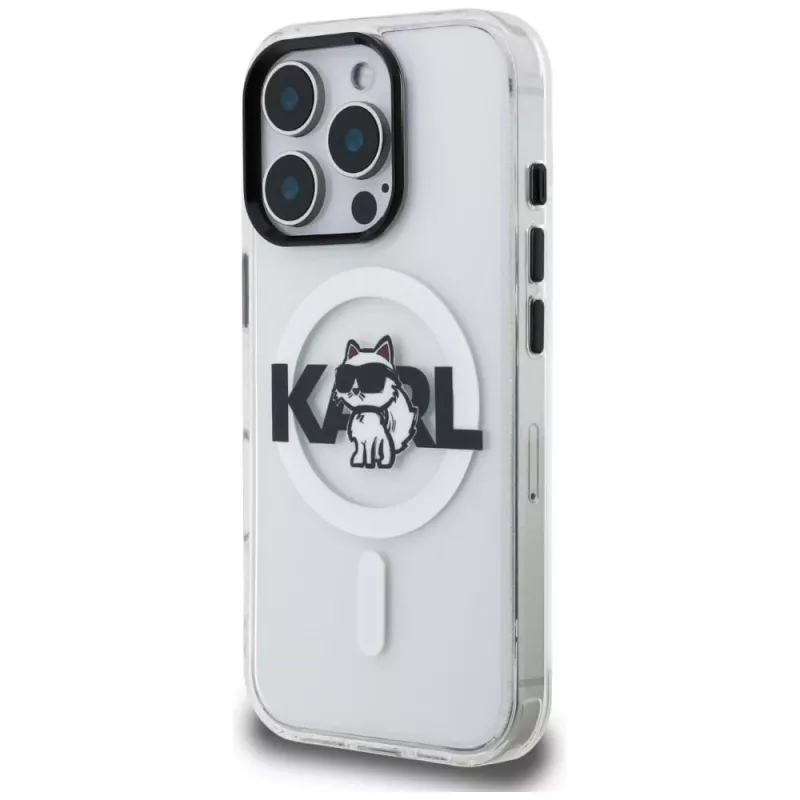 Capa MagSafe Karl Lagerfeld IML Choupette Sketch Logo para iPhone 16 Pro, transparente