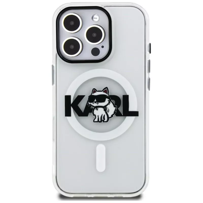 Capa MagSafe Karl Lagerfeld IML Choupette Sketch Logo para iPhone 16 Pro, transparente