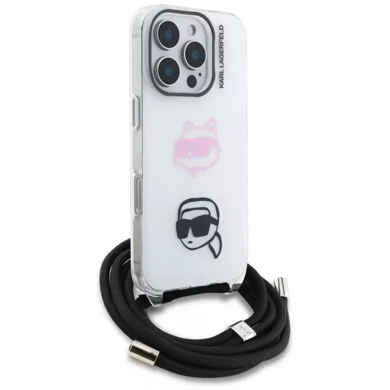 Capa crossbody KARL LAGERFELD IML para Apple iPhone 16 Pro, branco
