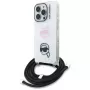Capa crossbody KARL LAGERFELD IML para iPhone 16 Pro Max, branco, design Karl & Choupette Head
