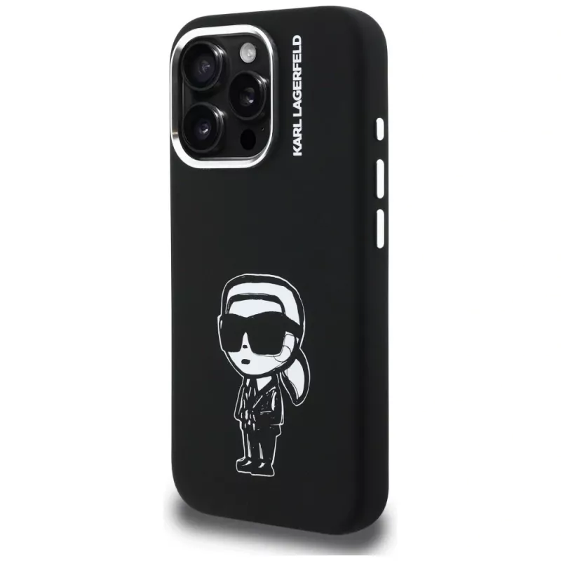 Capa MagSafe KARL LAGERFELD Silicone Karl Sketch para Apple iPhone 16 Pro, preto