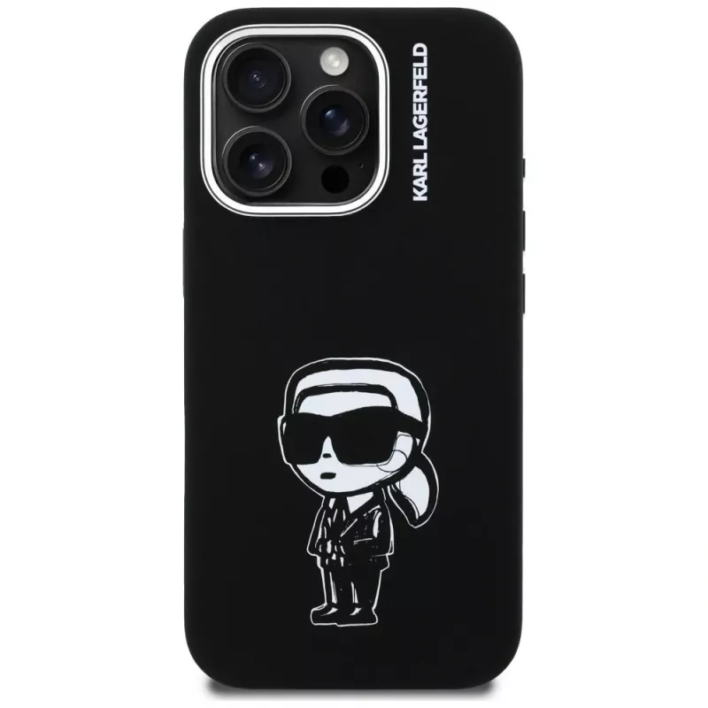 Capa MagSafe KARL LAGERFELD Silicone Karl Sketch para Apple iPhone 16 Pro Max, preto