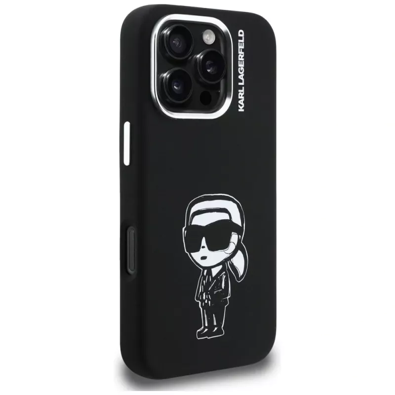Capa MagSafe KARL LAGERFELD Silicone Karl Sketch para Apple iPhone 16 Pro Max, preto