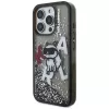 Capa KARL LAGERFELD Liquid Glitter Choupette Logo para iPhone 16 Pro, preto