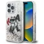 Capa KARL LAGERFELD Liquid Glitter Choupette Logo para iPhone 16 Pro, transparente
