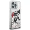 Capa KARL LAGERFELD Liquid Glitter Choupette Logo para iPhone 16 Pro, transparente