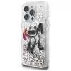 Capa Karl Lagerfeld Liquid Glitter Choupette Logo para Apple iPhone 16 Pro Max, transparente