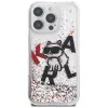 Capa Karl Lagerfeld Liquid Glitter Choupette Logo para Apple iPhone 16 Pro Max, transparente