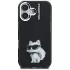 Capa Karl Lagerfeld IML Aquarelle Choupette & Logo para iPhone 16, preto