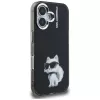Capa Karl Lagerfeld IML Aquarelle Choupette & Logo para iPhone 16, preto