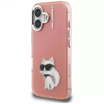 Capa para telemóvel Karl Lagerfeld IML Aquarelle Choupette & Logo para iPhone 16, rosa