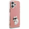 Capa para telemóvel Karl Lagerfeld IML Aquarelle Choupette & Logo para iPhone 16, rosa
