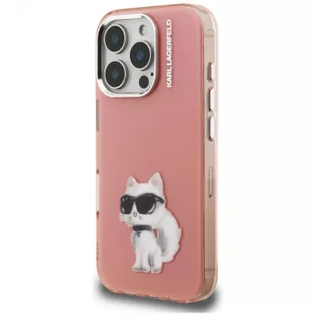 Capa Karl Lagerfeld IML Aquarelle Choupette & Logo para Apple iPhone 16 Pro, rosa