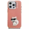 Capa Karl Lagerfeld IML Aquarelle Choupette & Logo para Apple iPhone 16 Pro, rosa