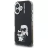 Capa traseira KARL LAGERFELD IML Aquarelle Karl & Choupette & Logo para Apple iPhone 16, preto