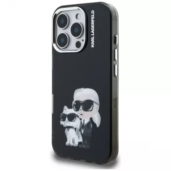 Capa Karl Lagerfeld IML Aquarelle Karl & Choupette & Logo para Apple iPhone 16 Pro Max, preto