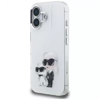 Capa Karl Lagerfeld IML Aquarelle Karl & Choupette & Logo para Apple iPhone 16, branco