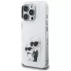 Capa traseira Karl Lagerfeld IML Aquarelle Karl & Choupette & Logo para Apple iPhone 16 Pro, branco