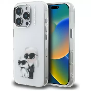 Capa Karl Lagerfeld IML Aquarelle Karl & Choupette & Logo para iPhone 16 Pro Max branco