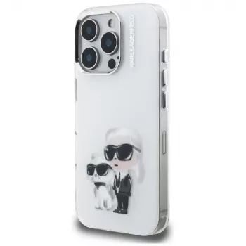 Capa Karl Lagerfeld IML Aquarelle Karl & Choupette & Logo para iPhone 16 Pro Max branco