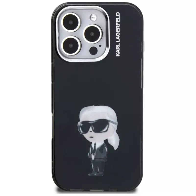 Capa Karl Lagerfeld IML Aquarelle Karl & Logo para Apple iPhone 16 Pro, preto