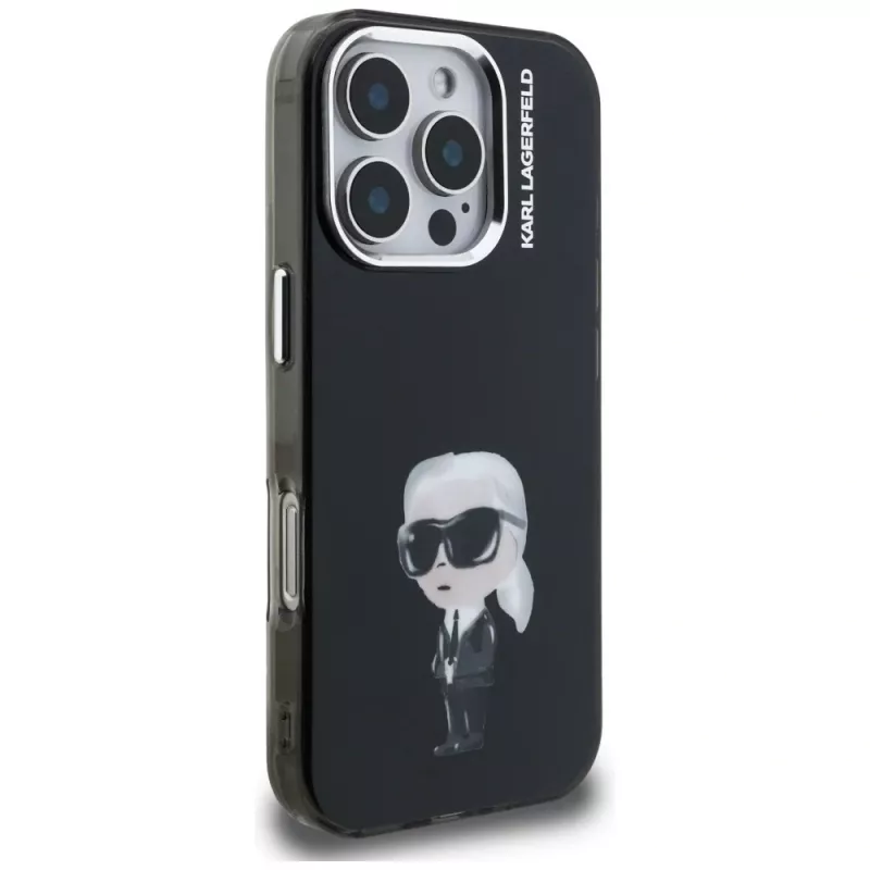 Capa Karl Lagerfeld IML Aquarelle Karl & Logo para Apple iPhone 16 Pro, preto