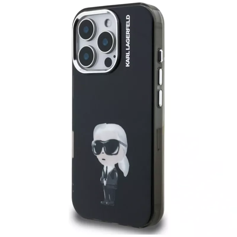 Capa Karl Lagerfeld IML Aquarelle Karl & Logo para iPhone 16 Pro Max preto