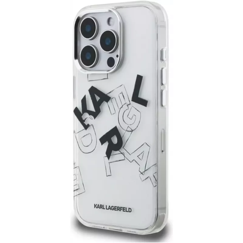Karl Lagerfeld IML Sketched Graphic Case para iPhone 16 Pro Transparente
