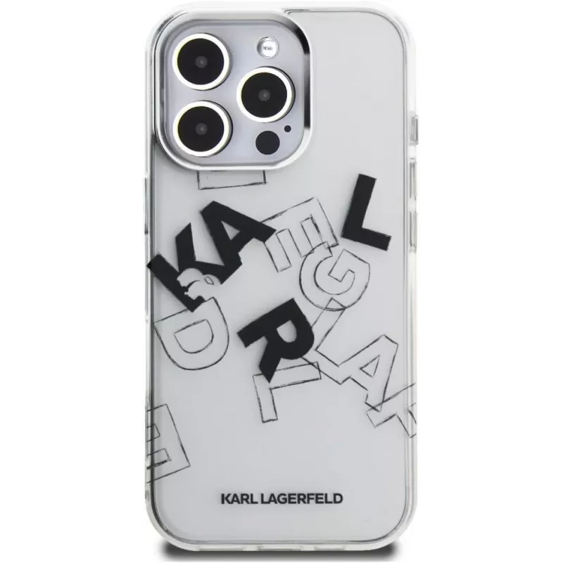 Karl Lagerfeld IML Sketched Graphic Case para iPhone 16 Pro Transparente