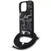Karl Lagerfeld Crossbody GrainedPattern & Logo Phone Case para Apple iPhone 16 Pro Max, Preto