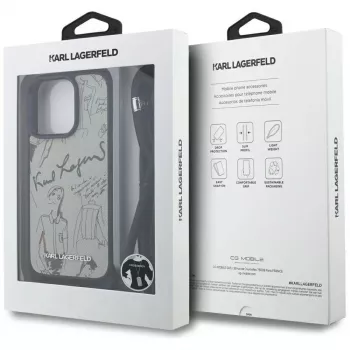 Karl Lagerfeld Crossbody Case com padrão granulado & logo para iPhone 16 Pro Max, Cinzento