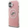 KARL LAGERFELD IML Glitter Karl & Choupette Heads Logo MagSafe Case para Apple iPhone 16 - Rosa