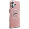 KARL LAGERFELD IML Glitter Karl & Choupette Heads Logo MagSafe Case para Apple iPhone 16 - Rosa