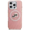 Karl Lagerfeld IML Glitter Karl & Choupette Heads Logo MagSafe Case para iPhone 16 Pro Rosa