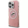 KARL LAGERFELD IML Glitter Karl & Choupette Heads Logo MagSafe Case para iPhone 16 Pro Max, Rosa