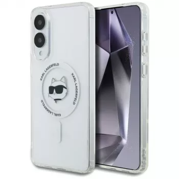 Karl Lagerfeld Button Choupette Head Printed Logo MagSafe Case para Samsung Galaxy S25 Edge Branco